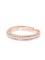 ZAVERI PEARLS Rose Gold Cubic Zirconia Contemporary Brass Sleek Adjustable Ring For Women-ZPFK10902 - Fast Shipping to USA & Canada - Image 2