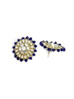 Karatcart Blue Crystal Kundan Choker Necklace with Stud Earrings - Fast Shipping to USA & Canada - Image 7