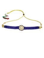 Karatcart Blue Crystal Kundan Choker Necklace with Stud Earrings - Fast Shipping to USA & Canada - Image 5