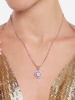 ZAVERI PEARLS Set of 2 Rose Gold Contemporary Cubic Zirconia Pendants With Chains For Women-ZPFK17537 - Fast Shipping to USA & Canada - Image 5