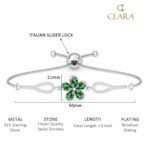 Clara 925 Pure Silver Green Flower Hand Bracelet | Adjustable, Anti Tarnish, Swiss Zirconia | Gift for Women and Girls - Fast Shipping to USA & Canada - Image 6