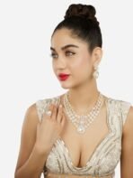 ZAVERI PEARLS Gold Tone Dazzling Stones Austrian Diamonds Layered Necklace Earring & Ring Set For Women-ZPFK18079 - Fast Shipping to USA & Canada - Image 3