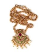 Sasitrends Traditional Gold Plated AD Stone Studded Pendant Chain Necklace for Women - Fast Shipping to USA & Canada - Image 2