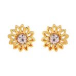 Gehena By Estele Combo of 2 Pairs Gold Plated Earrings For Women (White & Red) - Fast Shipping to USA & Canada - Image 3