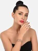 ZAVERI PEARLS Rose Gold Tone Dazzling Austrian Diamonds Embellished Party Bling Cuff Bracelet For Women-ZPFK12103 - Fast Shipping to USA & Canada - Image 5