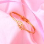 Estele Golden 24 Kt Gold Plated Brass Non-Precious Metal Head Over Heals Heart Cuff Bracelet for Women - Fast Shipping to USA & Canada - Image 4