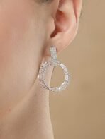 KARATCART Gold Plated Cubic Zirconia Round Dangler Earrings for Women - Fast Shipping to USA & Canada - Image 3
