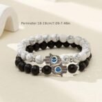 Fashion Frill Couple Bracelets Black & White Onyx Evil Eye Stretchable Wrist Band Bracelet For Women Men Boys Girls Love Gifts Friendship Promise Bracelets - Fast Shipping to USA & Canada - Image 6