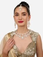 ZAVERI PEARLS Gold Tone Dazzling Stones Austrian Diamonds Necklace Earring & Maangtikka Set For Women-ZPFK18216 - Fast Shipping to USA & Canada - Image 7
