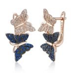 Shining Diva Fashion 18k Rose Gold Plated Latest Stylish Copper Zircon Butterfly Earrings for Women and Girls (15916er) - Fast Shipping to USA & Canada - Image 2