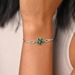 Clara 925 Pure Silver Green Flower Hand Bracelet | Adjustable, Anti Tarnish, Swiss Zirconia | Gift for Women and Girls - Fast Shipping to USA & Canada - Image 5