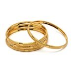 ZENEME Set Of 4 Gold-Plated Classic Textured Handcrafted Bangles - Fast Shipping to USA & Canada - Image 2