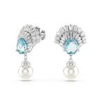 Swarovski Women Idyllia Drop Earrings, Shell, Blue, Rhodium Plated - Fast Shipping to USA & Canada - Image 3