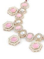 ZAVERI PEARLS Pink Stones Dazzling Austrian Diamonds Embellished Necklace Earring & Maangtikka Set For Women-ZPFK17785 - Fast Shipping to USA & Canada - Image 5