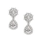 Accessher Silver Plated AD Drop Earrings with Floral Design - Fast Shipping to USA & Canada - Image 2