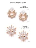Zaveri Pearls Combo of 2 RoseGold Cubic Zirconia Brass Stud Earrings For Women-ZPFK10217 - Fast Shipping to USA & Canada - Image 7