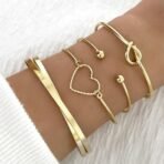 Shining Diva Fashion Set of 4 Latest Stylish Multilayer Gold Plated Bangle Bracelet for Women and Girls (16623b) - Fast Shipping to USA & Canada - Image 3