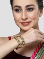 Karatcart Antique Gold Plated Floral Design Multicolor Stone Studded Bangles for Women - Fast Shipping to USA & Canada - Image 4