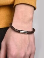 Yellow Chimes Men's and Women's Leather Strand Base Metal Bracelet (Brown) - Fast Shipping to USA & Canada - Image 4