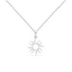 Clara 925 Sterling Silver Sun Pendant Necklace for Men & Women | With or Without Chain | Platinum Plated - Fast Shipping to USA & Canada