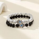 Fashion Frill Couple Bracelets Black & White Onyx Evil Eye Stretchable Wrist Band Bracelet For Women Men Boys Girls Love Gifts Friendship Promise Bracelets - Fast Shipping to USA & Canada - Image 3
