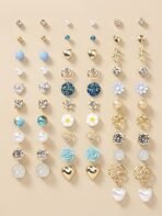 Shining Diva Fashion 30 Pairs Earrings Combo Set Latest Stylish Crystal Pearl Earrings for Women and Girls - Fast Shipping to USA & Canada - Image 3