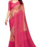 Ghan sals,Women's Floral Printed Brasso Saree with Blouse,,Fast Shipping to USA & Canada