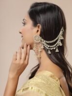 Sukkhi Gold Plated Multi Layer Pearls Ear Chain with Jhumki - Fast Shipping to USA & Canada - Image 7