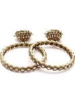 Karatcart Set of 2 Gold Plated Kundan Studded Jhumki Bangles Set for Women - Fast Shipping to USA & Canada - Image 6