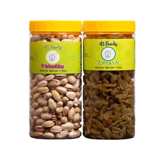 41 foods Dry fruits combo pack of Raisins Pistachios | pista kishmish (150GM X 2) 300 GM - Fast Shipping to USA & Canada
