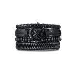 Fashion Frill Stylish Bracelet For Men Multistrand Black Leather Bracelets For Men Boys Wooden Beads Wristband - Fast Shipping to USA & Canada - Image 2