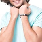 Fashion Frill Valentine Gift For Boyfriend Silver Chain For Men Stainless Steel Geometric Silver Pendant With Black Leather Bracelet For Men Boys Love Gifts Combo - Fast Shipping to USA & Canada - Image 6