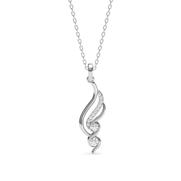 Clara 925 Sterling Silver Swirl Pendant Earrings Chain Necklace Jewellery Set | Platinum Plated, Swiss Zirconia | Modern Gift for Women and Girls - Fast Shipping to USA & Canada