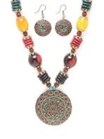 Shining Diva Fashion Latest Stylish Traditional Tibetan Pendant Necklace Jewellery Set for Women - Fast Shipping to USA & Canada - Image 6