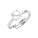 Clara Pure 925 Sterling Silver Fiora Real Pearl Size Adjustable Finger Ring | Gift for Women and Girls | Platinum Plated - Fast Shipping to USA & Canada