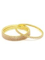 Karatcart Set of 4 Gold Plated American Diamond Studded Bangles for Women - Fast Shipping to USA & Canada - Image 2
