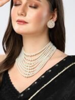 Shining Diva Fashion Latest Stylish Design Fancy Multilayer Pearl Necklace Jewellery Set for Women (15881s) - Fast Shipping to USA & Canada - Image 3