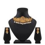 Shining Diva Fashion 22k Gold Plated Temple Necklace Set | Latest Stylish Fancy Pearl Choker Traditional Jewellery Set for Women | Festive Wedding Party Necklace | Just Like Original Gold Jewellery - Fast Shipping to USA & Canada - Image 6