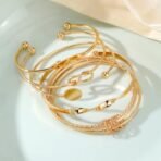 Shining Diva Fashion Set of 5 Latest Stylish Multilayer Gold Plated Bangle Bracelet for Women and Girls (16178b) - Fast Shipping to USA & Canada - Image 5