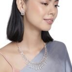 ACCESSHER Rosegold Plated AD Studded Handcrafted Necklace For Women & Girls - Fast Shipping to USA & Canada - Image 3