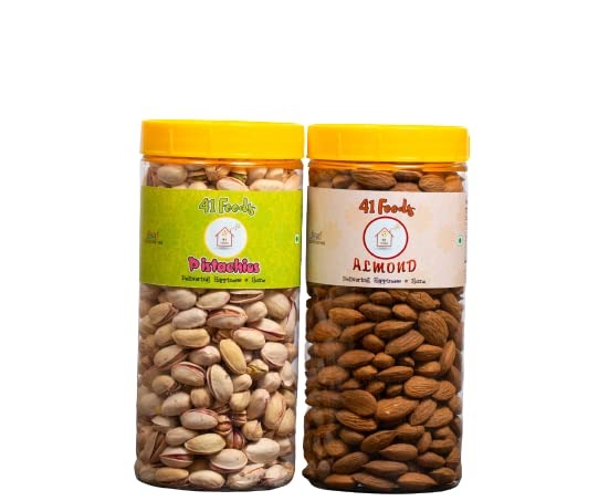 41 foods Dry fruits combo pack of Almonds Pistachios | pista badam (250x2) 500 GM - Fast Shipping to USA & Canada