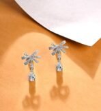 Clara 925 Sterling Silver Bow Knot Pendant Earrings Chain Necklace Jewellery Set | Platinum Plated, Swiss Zirconia | Classy Gift for Women and Girls - Fast Shipping to USA & Canada - Image 3