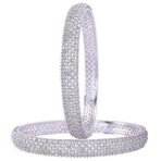 Ratnavali Jewels Brass Silver Plated and Cubic Zirconia Bangles for Women & Girls - Fast Shipping to USA & Canada - Image 2