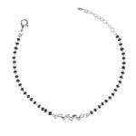 Clara Womens 925 Sterling Silver Leaf Hand Mangalsutra Bracelet | Black Beads, Rhodium Plated | Gift for Wife - Fast Shipping to USA & Canada