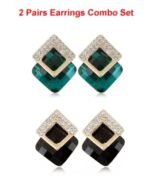 Shining Diva Fashion 18k Gold Plated Austrian Crystal Earrings for Women & Girls | Luxury Rhinestone Square Italian Designer Earrings | Latest Stylish Fancy Zircon Party Earring - Fast Shipping to USA & Canada - Image 5