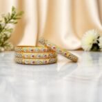 ACCESSHER Gold Plated Antique Kada Bangles with Stone Detailing (Set of 4) - Fast Shipping to USA & Canada - Image 4