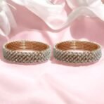 ACCESSHER Rose Gold Tone Pearl Beaded Bangle Set (Pack of 12) - Fast Shipping to USA & Canada - Image 4