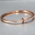 Shining Diva Fashion 18K Gold Plated Stainless Steel Openable Crystal Bracelet | Cuff Bangle | Friendship Couple Wedding Gifts for Mother Sister Wife Girlfriend | Anti Tarnish Jewellery - Fast Shipping to USA & Canada - Image 7