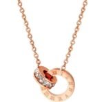 Fashion Frill Stylish Chain Pendant For Women Stainless Steel 18K Rose Gold Plated Roman Circle of Love Chain Necklace For Women Girls Love Gifts Womens Jewellery - Fast Shipping to USA & Canada - Image 2