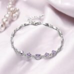 Nilu's Collection Copper Sterling Silver Plated Heart Shape Designed Charm Bracelet for Women (Pack of 1,Purple) - Fast Shipping to USA & Canada - Image 7